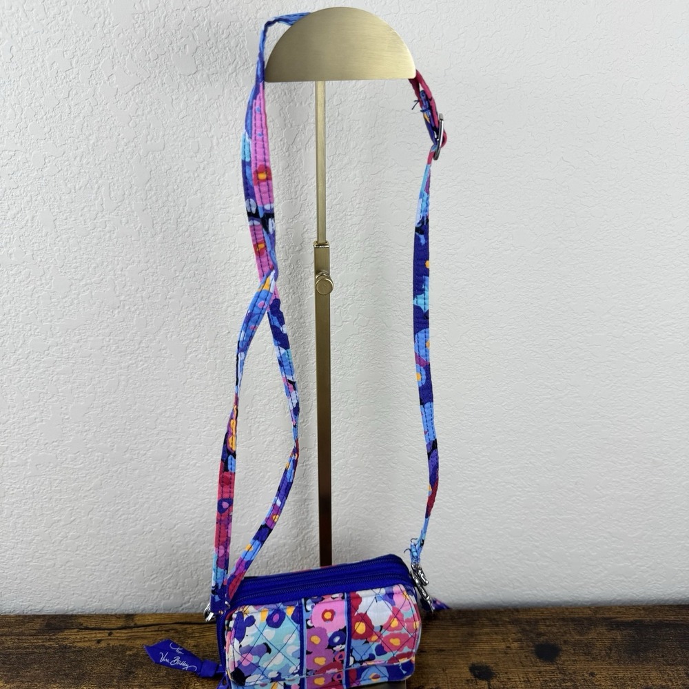 Vera Bradley Wallet Crossbody Set‎ Women Floral Quilted Zip Around Purple x2 - Picture 6 of 16